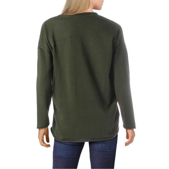 Bcbgmaxazria Olive Green V-Neck Roll Trim Pullover Sweater Size Small NWT - Picture 2 of 12